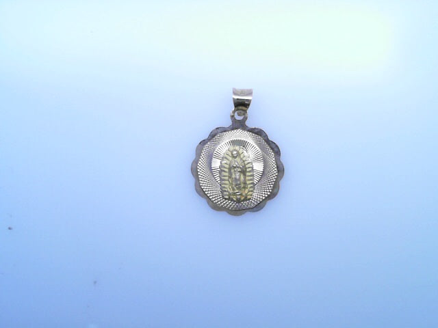 PENDANT 14K 1.5G GUADALUPE DC  3TONE ROUND GUADLUP