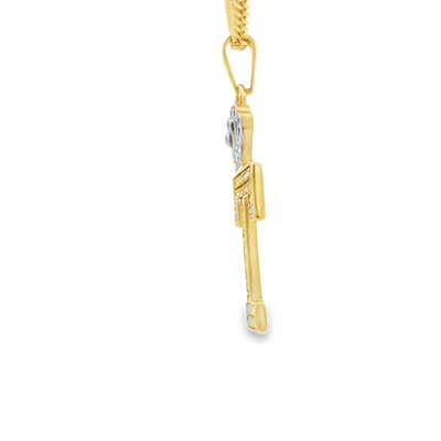 14KP PENDANT CZ LETTER T CROWN