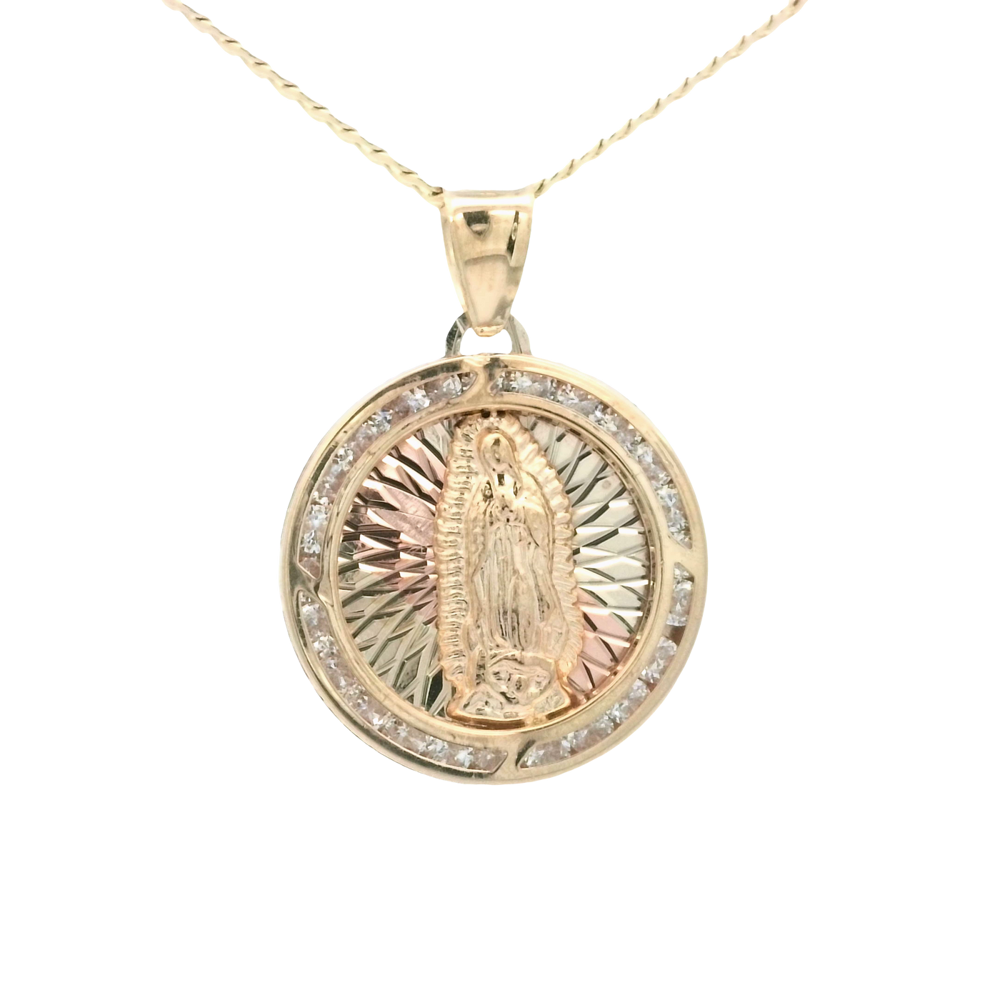 14K  PENDENT 2.5G  DOUBLE SIDED CZ  JESUS FACE GUA