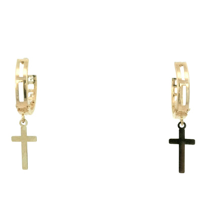 EARRINGS 14 Karat Weight: 1.3G CZ CROSS DANGLE