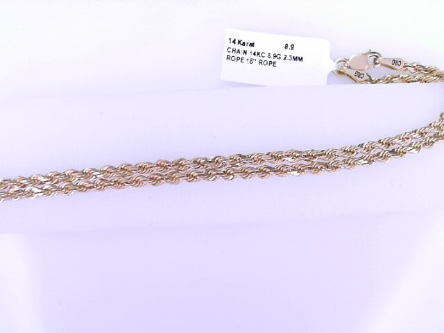 CHAIN 14KC 8.9G 2.3MM ROPE 18'' ROPE