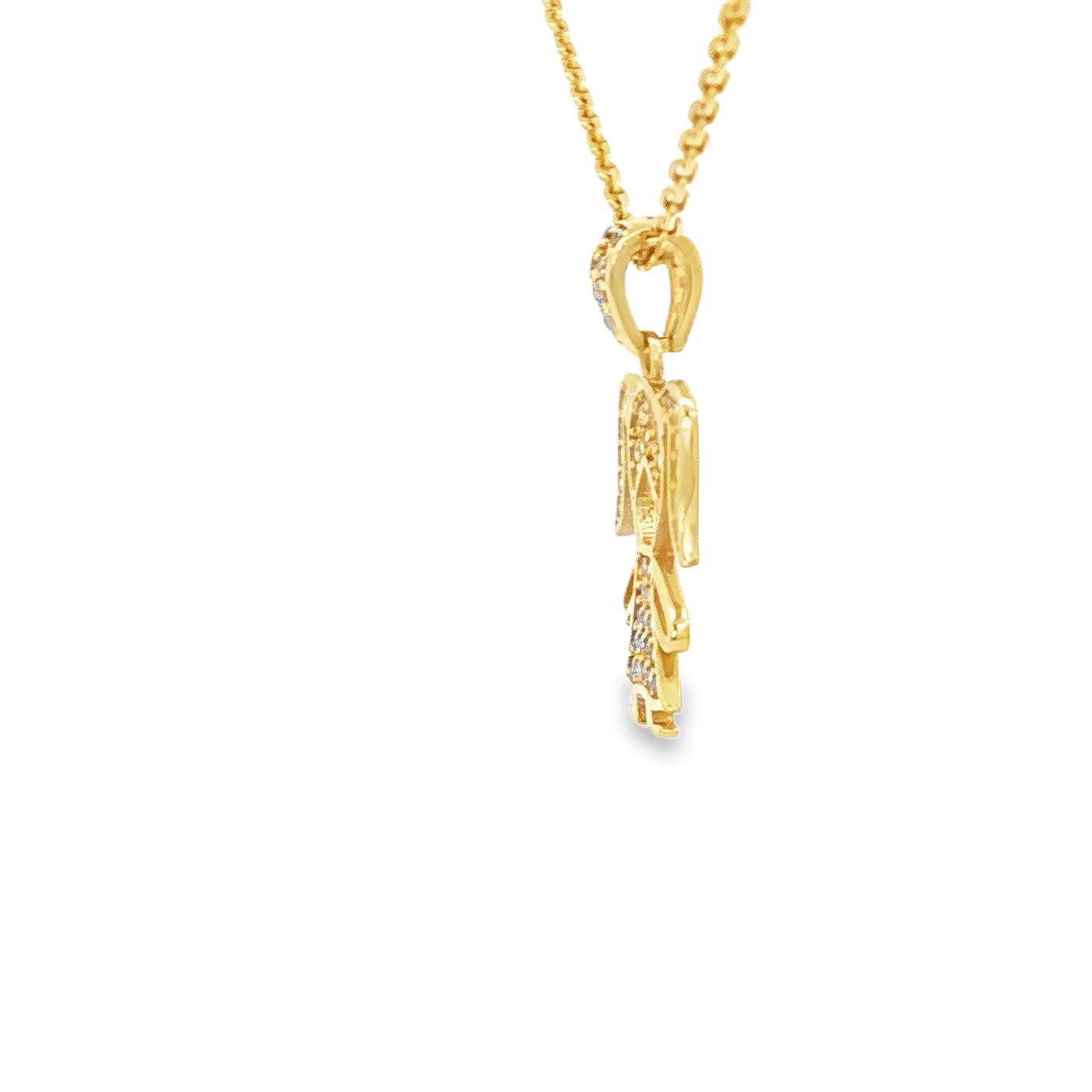 14K PENDENT  1.4G GIRL CZ GIRL PIGTAILS CZ BAIL