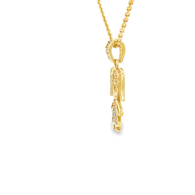 14K PENDENT  1.4G GIRL CZ GIRL PIGTAILS CZ BAIL