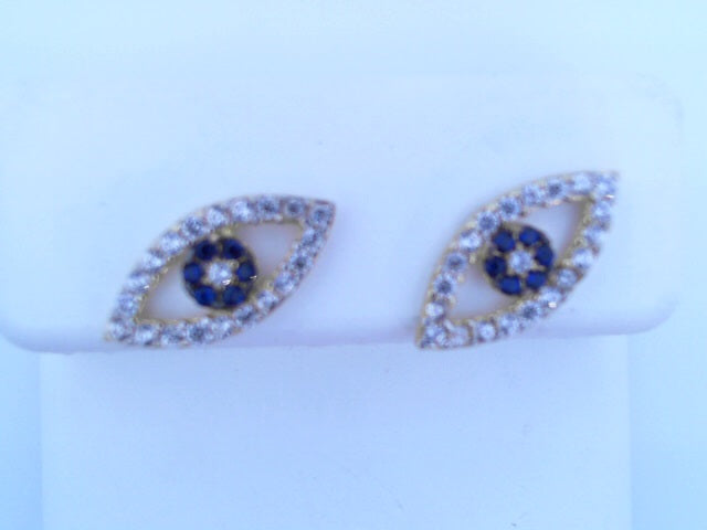 14KE 1.5G STUD CZ EVIL EYE BLUE