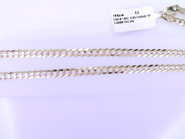 CHAIN 14KC  6.2G CUBAN 16'' 3.62MM ITALIAN