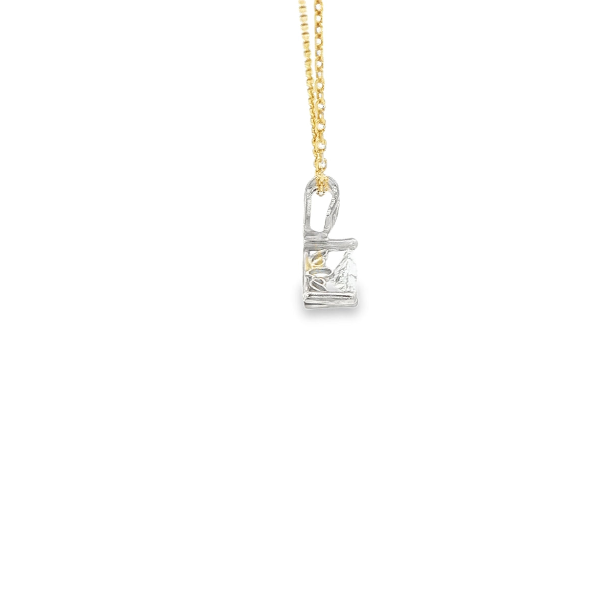 14 KARAT PENDANT NATURAL DIAMOND 2 TONE 2 BEZELS SLIDER
