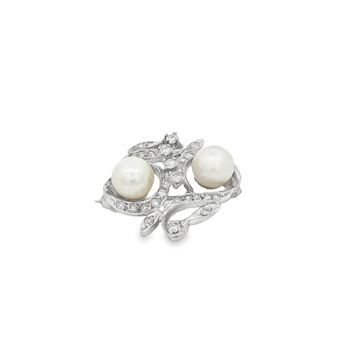 14 Karat Pendant  BROCHE NATURAL DIAMOND PEARLS WHITE
