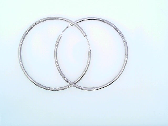 EARRINGS WHITE 14 KARAT SATIN MEDIUM HOOP EARRINGS