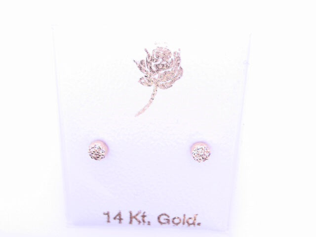 14 Karat Stud Earrings Weight: 0.1G : CZ FLAT ROUN