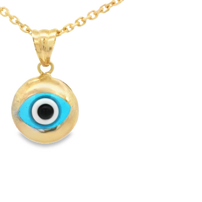 PENDANT 14K PENDANT EVIL EYE POLISHED OJO SANTA LUCIA