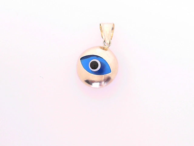 PENDANT 14K 1.2G EVIL EYE BLUE OVAL POLISHED