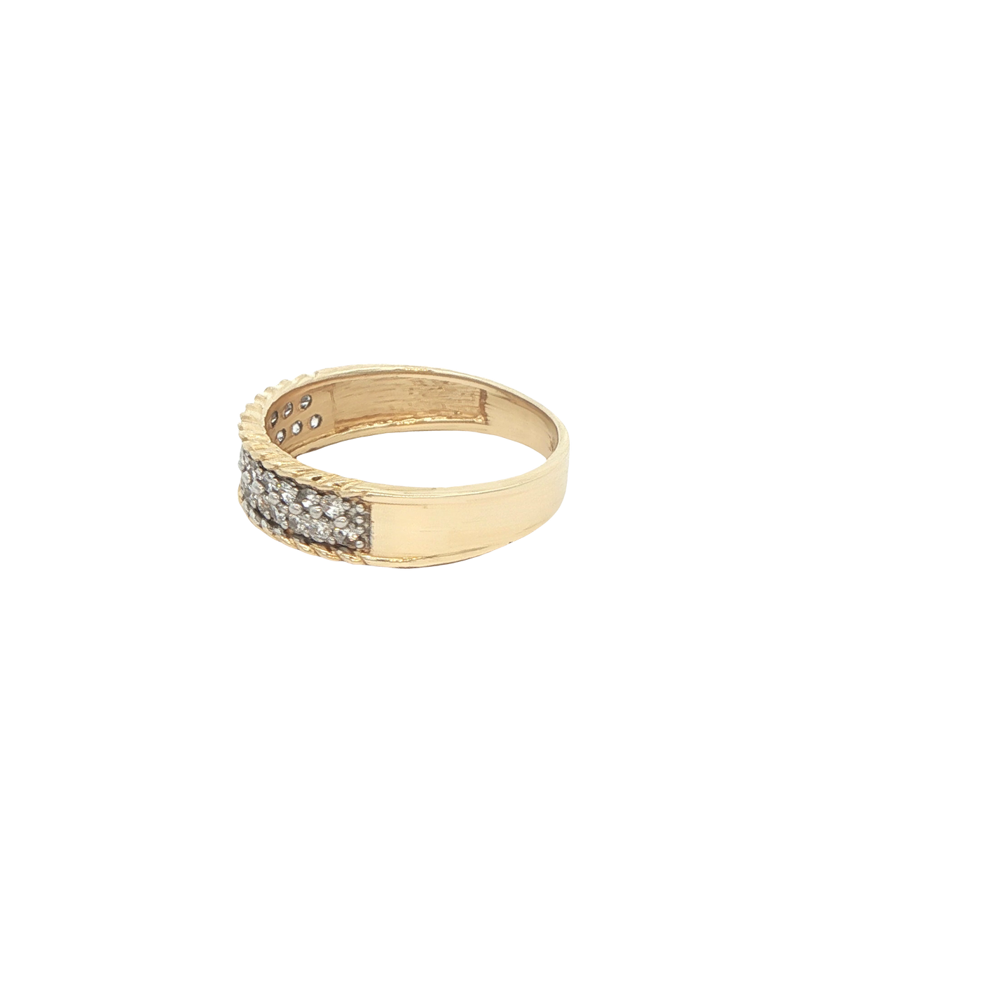 14 KARAT RING SIZE 7.5 WEIGHT: 2.9G : 5MM CZ ROPE