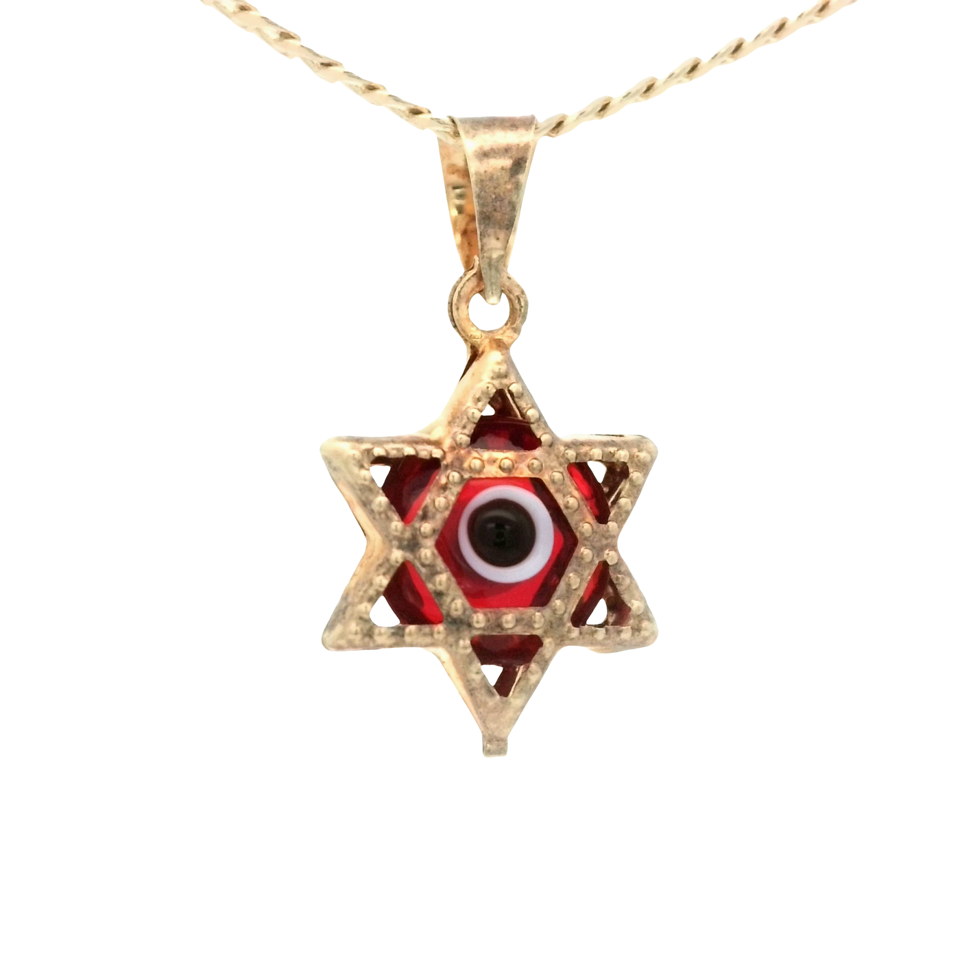 PENDANT 14K EVIL EYE RED STAR MILIGRAIN