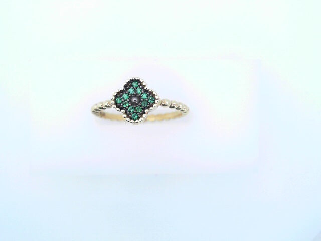 14KR 2.1G CLOVER #71/4 CZ GREEN CLUSTER BEAD BAND