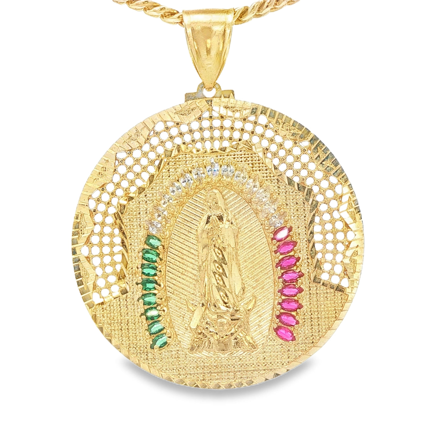 14KP 12.4G GUADALUPE CZ TEXTURED MULTI COLOR
