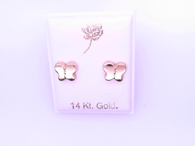 14 KARAT STUD EARRINGS WEIGHT: 0.4G : 4MM CZ PINK