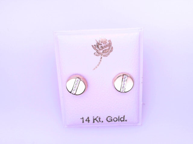 14 KARAT STUD EARRINGS WEIGHT: 0.4G : 4MM CZ PINK