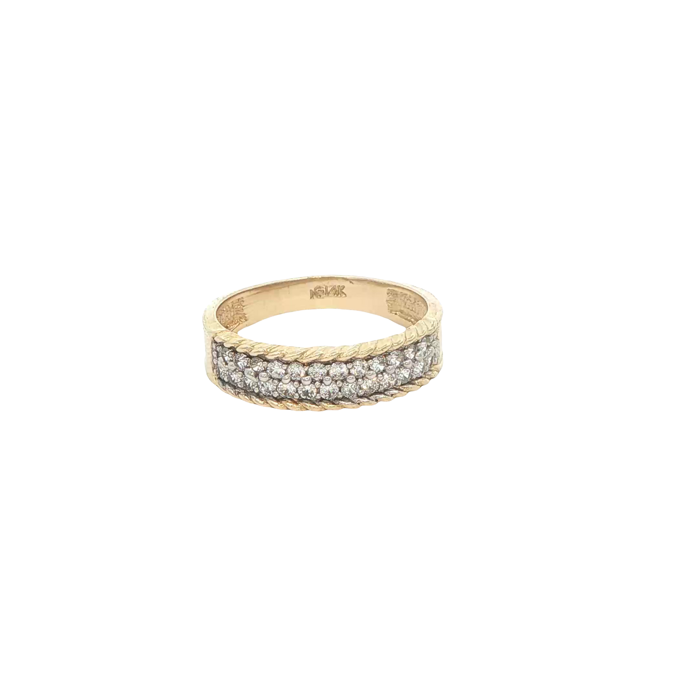 14 KARAT RING SIZE 7.5 WEIGHT: 2.9G : 5MM CZ ROPE