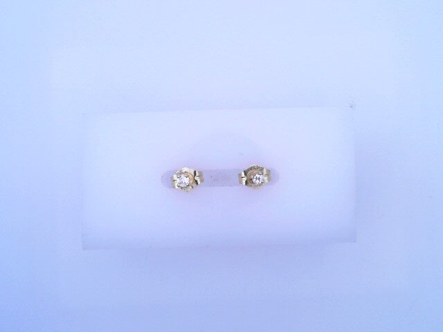 14 KARAT STUD EARRINGS WEIGHT: 0.4G : CZ ROUND TIN