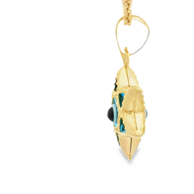 PENDANT 14K EVIL EYE BLUE STAR MILIGRAIN