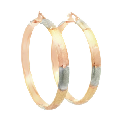 14K SATIN MEDIUM HOOP EARRINGS