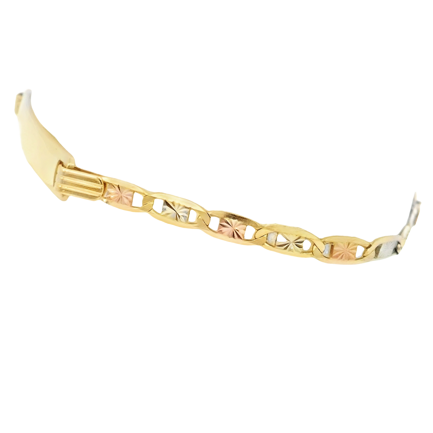 14K VALENTINO STARBURST 3-TONE ID BRACELET