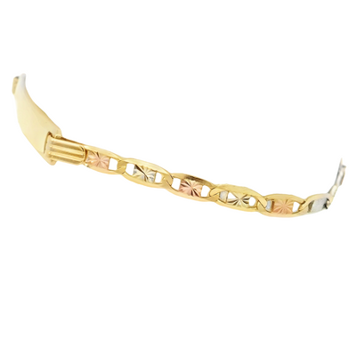 14K VALENTINO STARBURST 3-TONE ID BRACELET