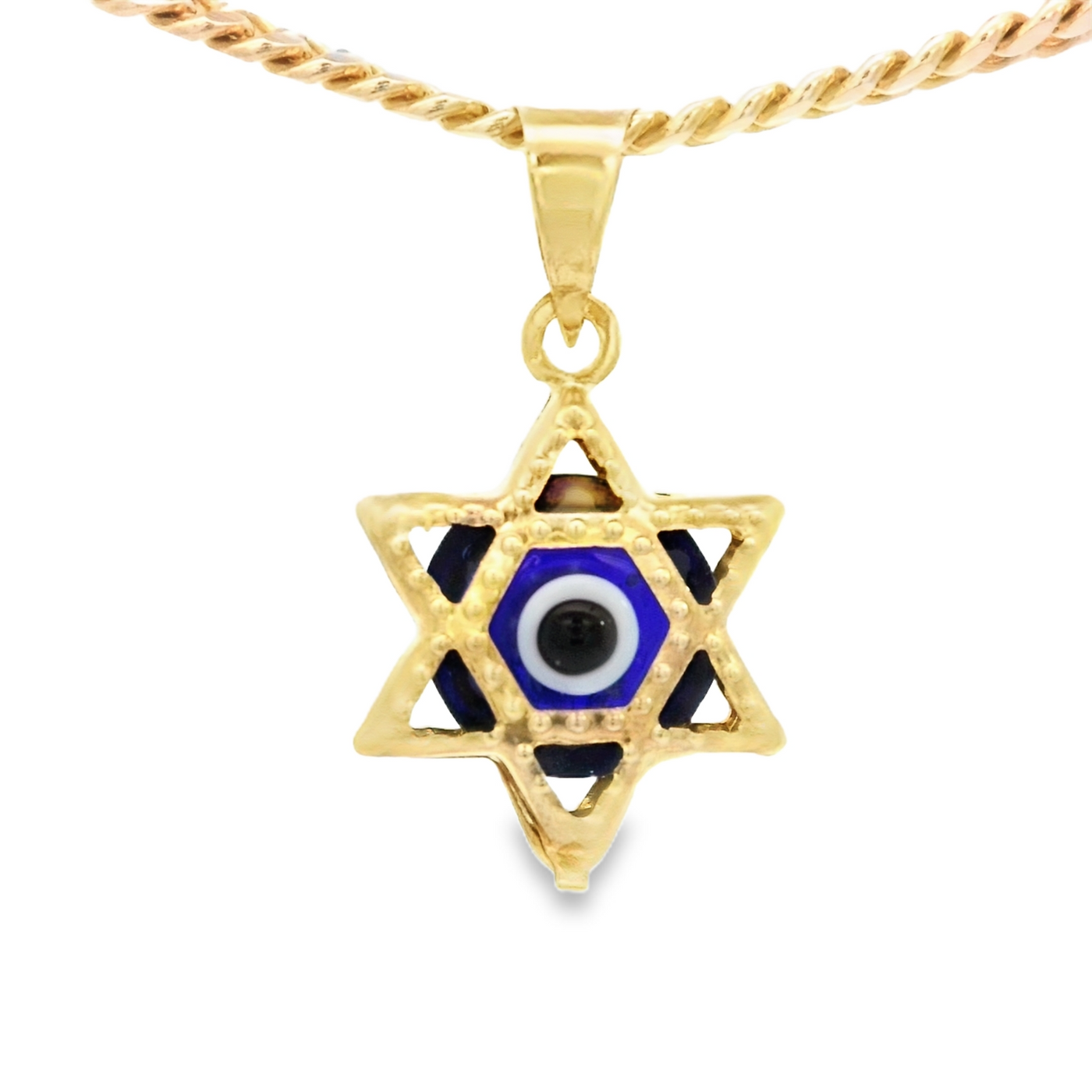 PENDANT 14K EVIL EYE BLUE STAR MILIGRAIN