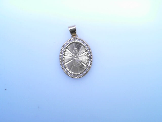 PENDANT 14K 1.8G SAINT CZ ST LAZARUS OVAL