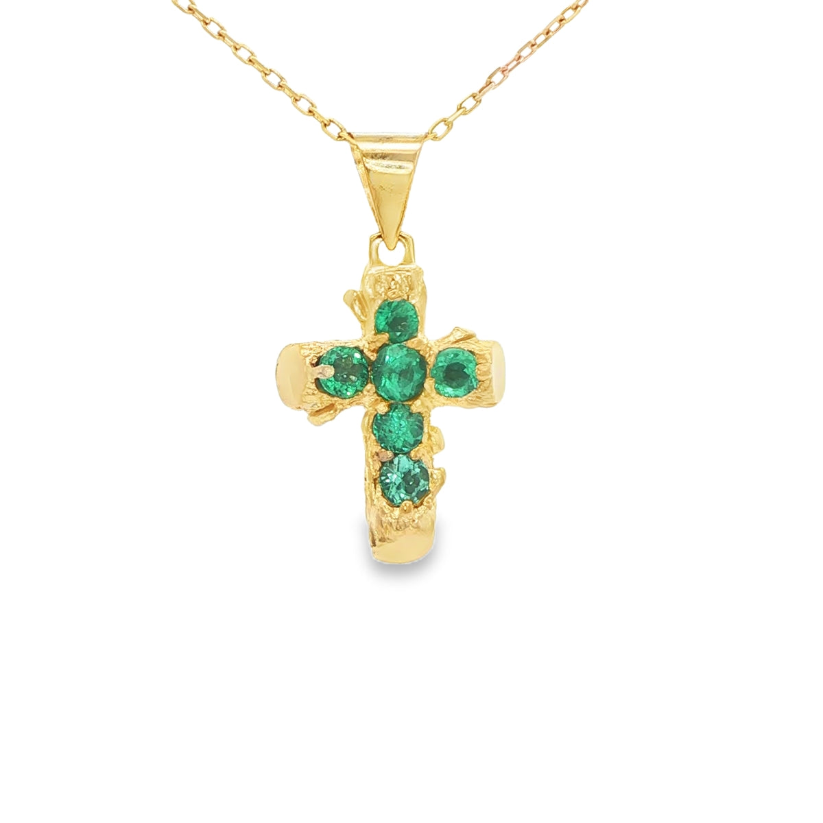18 Karat Cross Pendant Natural Emerald