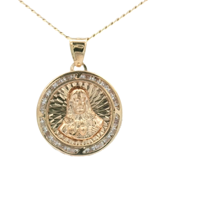 14K  PENDENT 2.5G  DOUBLE SIDED CZ  JESUS FACE GUA