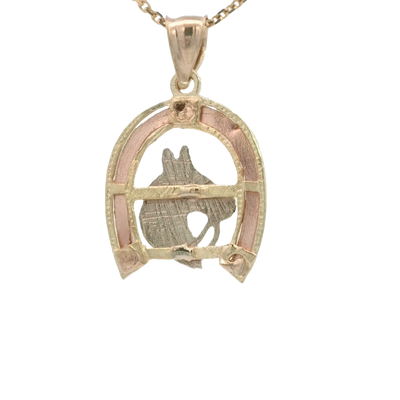 14K  PENDENT  2.5G HORSESHOE HORS CENTER DC 2TONE