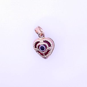 PENDANT 14K 0.6G EVIL EYE HEART RED MILIGRAIN