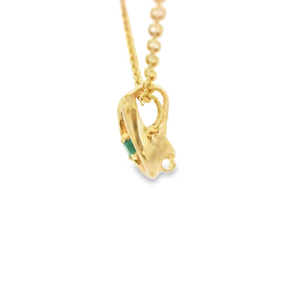 18K PENDANT NATURAL EMERALD U-SHAPE EMERALD CENTER