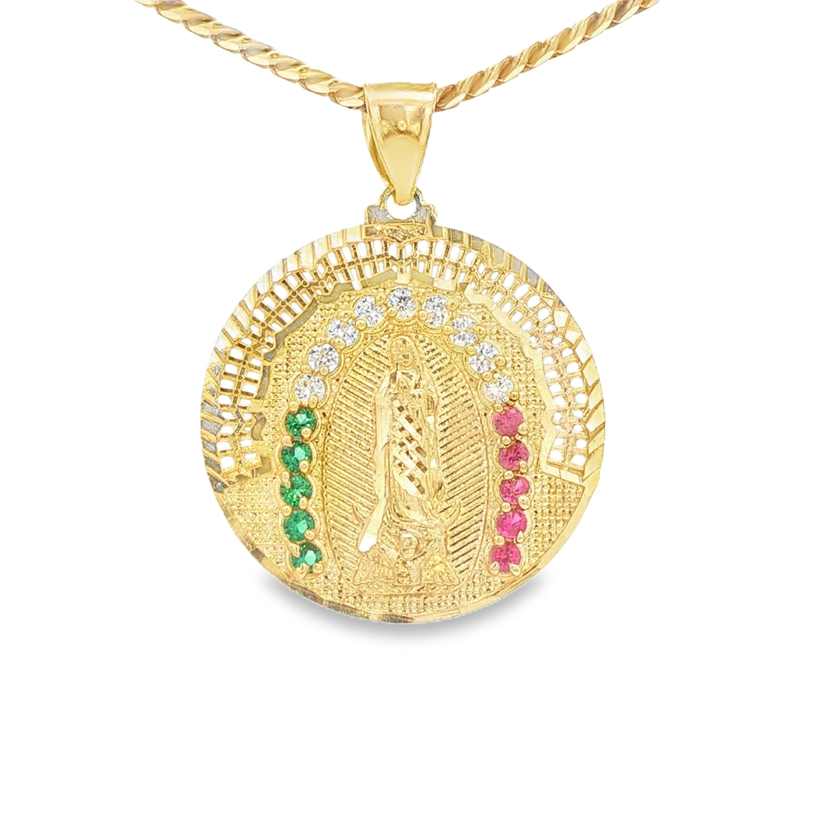 14KP 4.0G GUADALUPE CZ TEXTURED MULTI COLOR