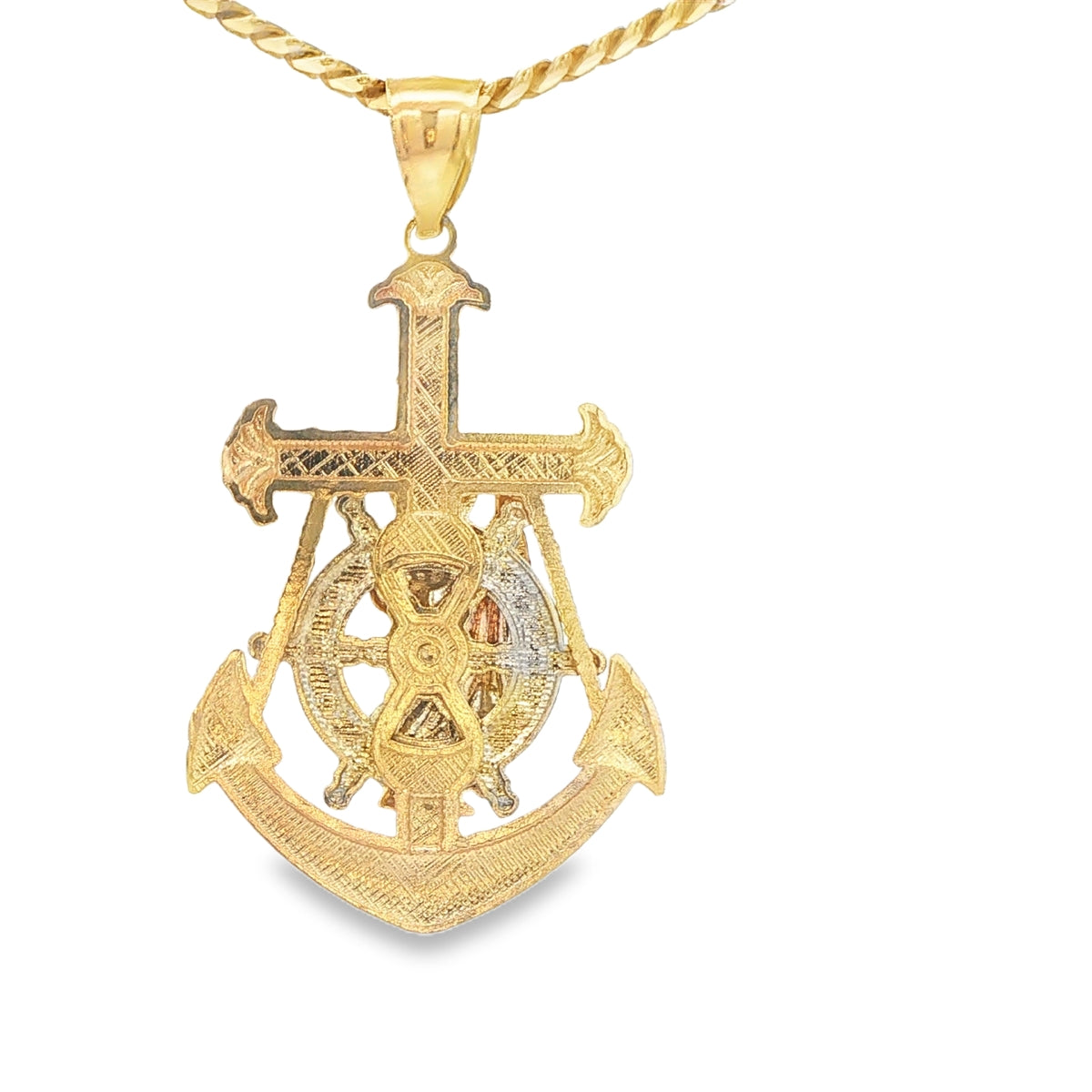 PENDANT 14KP 4.3G ANCHOR SAINT ST JUDE DC 3TONE
