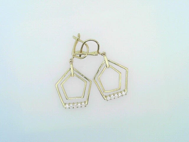 14 KARAT DROP EARRINGS WEIGHT: 3.6G : CZ DOUBLE HE