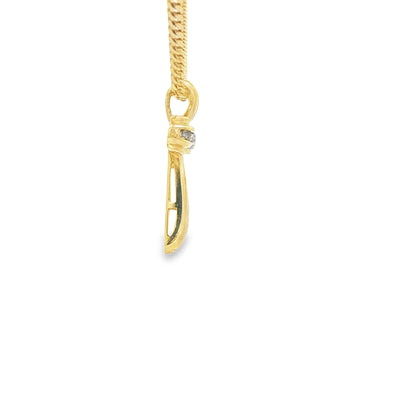 14 KARAT PENDANT  NATURAL DIAMOND CROSS RIBBON STYLE