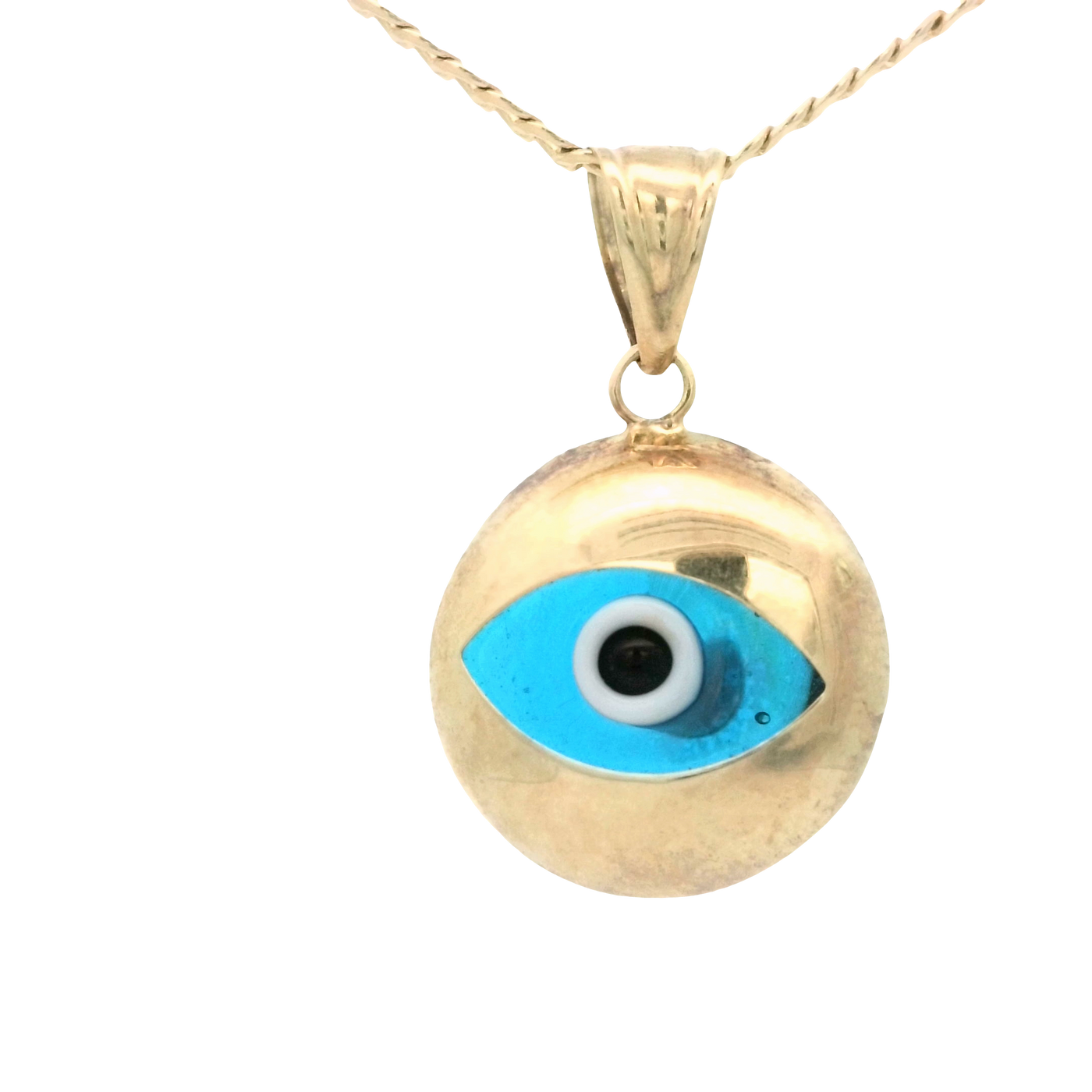 PENDANT 14K 2.0G EVIL EYE BLUE OVAL POLISHED