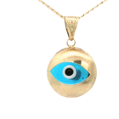 PENDANT 14K 2.0G EVIL EYE BLUE OVAL POLISHED