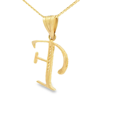 PENDANT 14KP CZ LETTER F