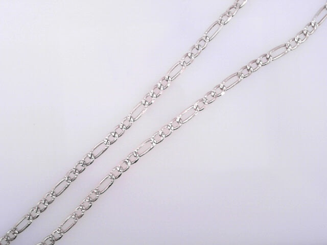 .925 STERLING SILVER DIAMOND CUT FIGARO CHAIN 26"