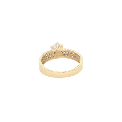 14 KARAT RING SIZE 7.5 WEIGHT: 3.5G : 4.9MM CZ SOL