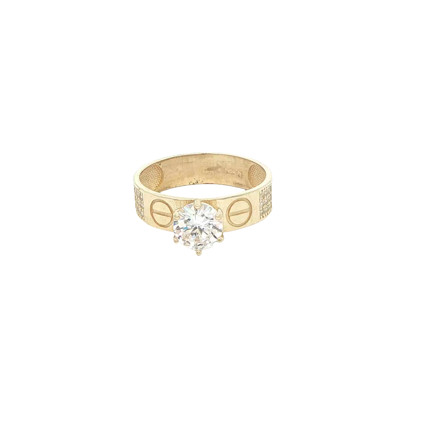 14 KARAT RING SIZE 7.5 WEIGHT: 2.8G : 5MM CZ SOLIT