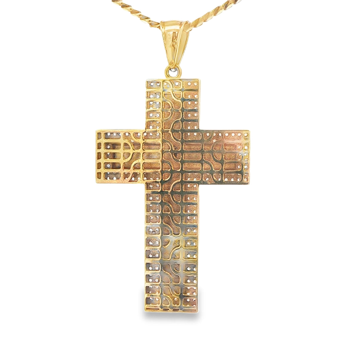 14K PENDENT 9.1G CROSS CZ JESUS CROSS