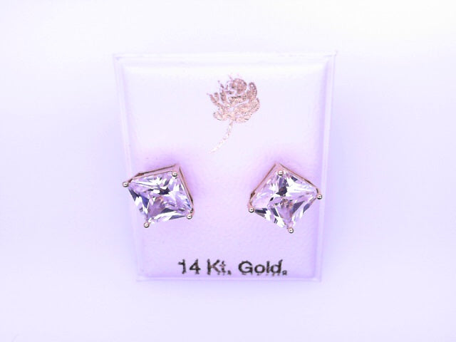 14 KARAT STUD EARRINGS WEIGHT: 0.8G : 5MM CZ CLEAR