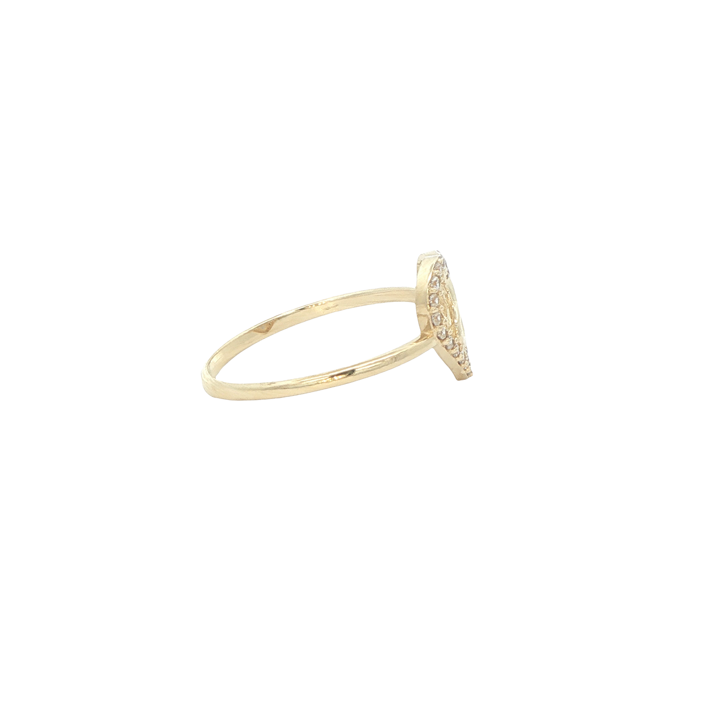 14 KARAT RING SIZE 6.75 WEIGHT: 1.1G : CZ HEART IN