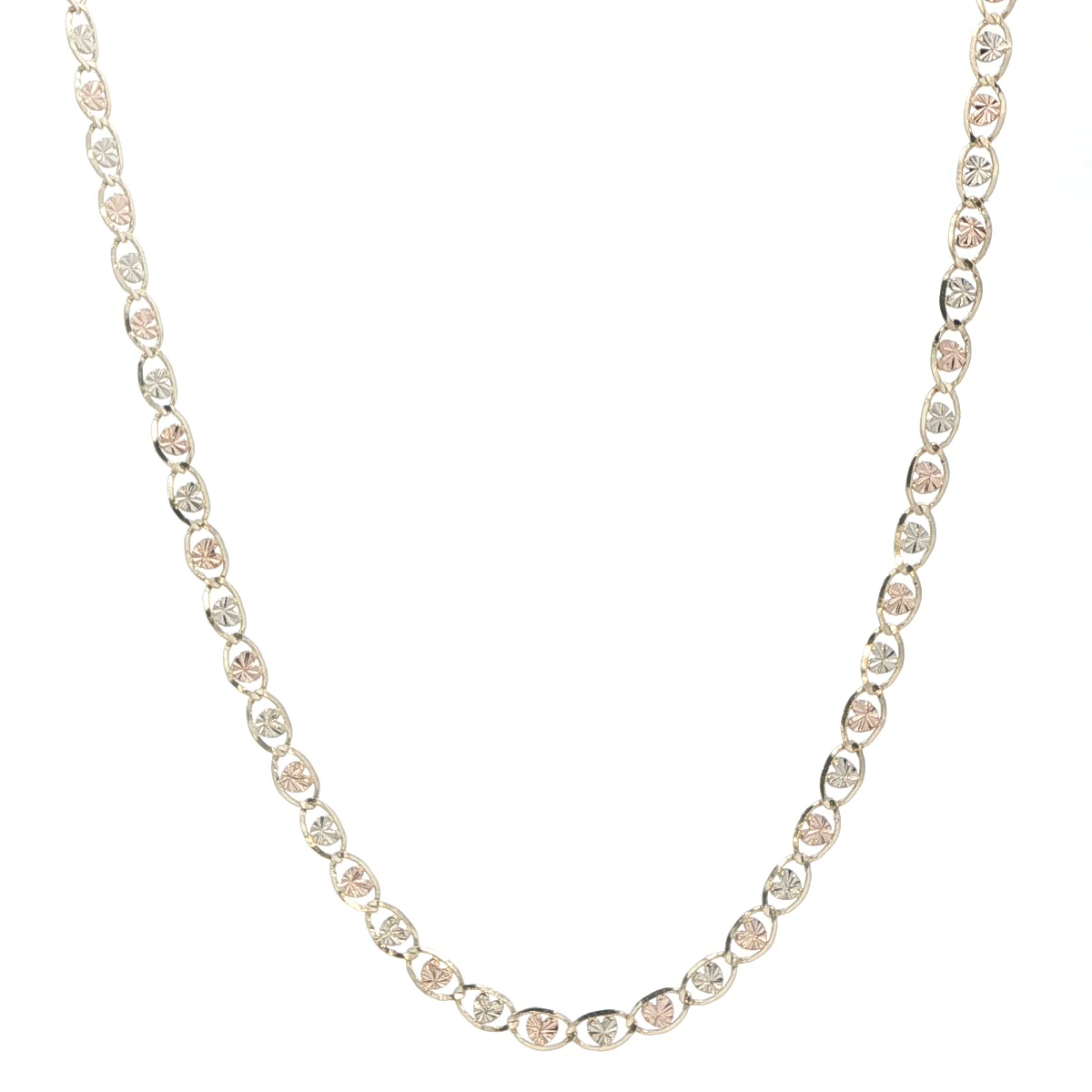14 KARAT CHAIN HEART STARBURST TRI COLOR