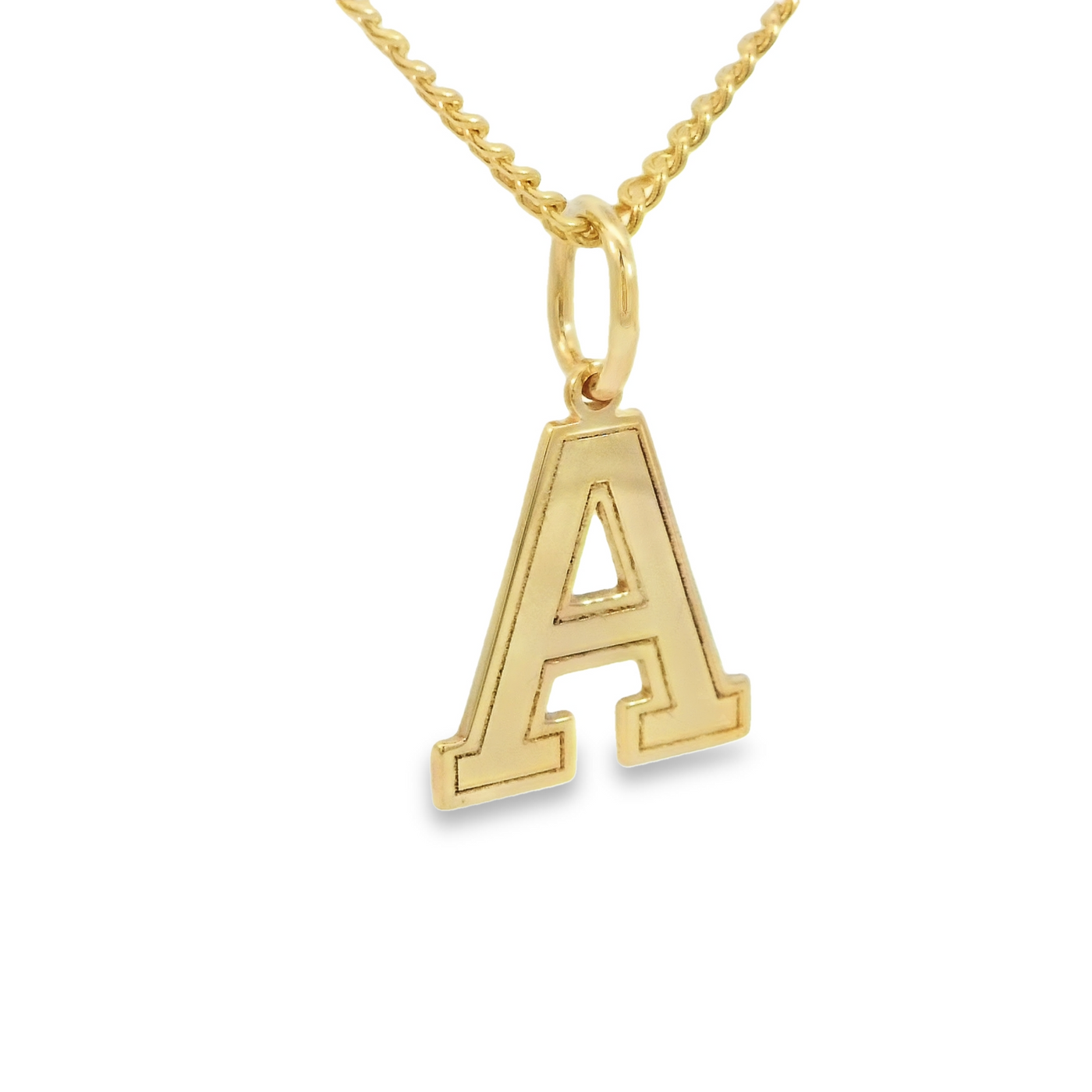 14K Block Letter A Pendant