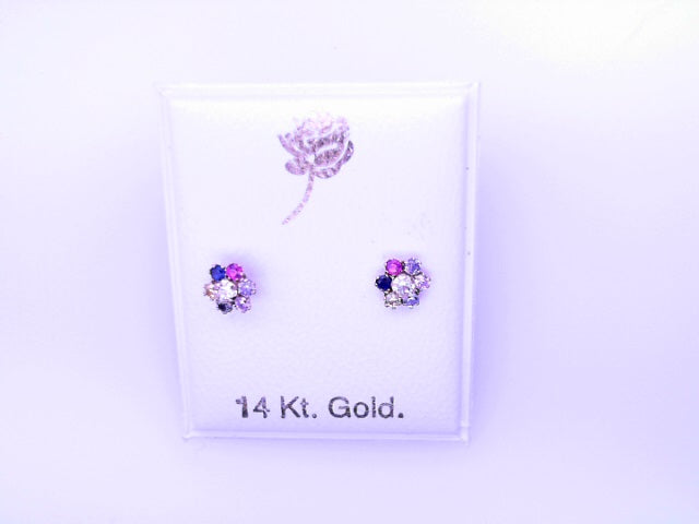 14 KARAT STUD EARRINGS WEIGHT: 0.8G : 5MM CZ CLEAR